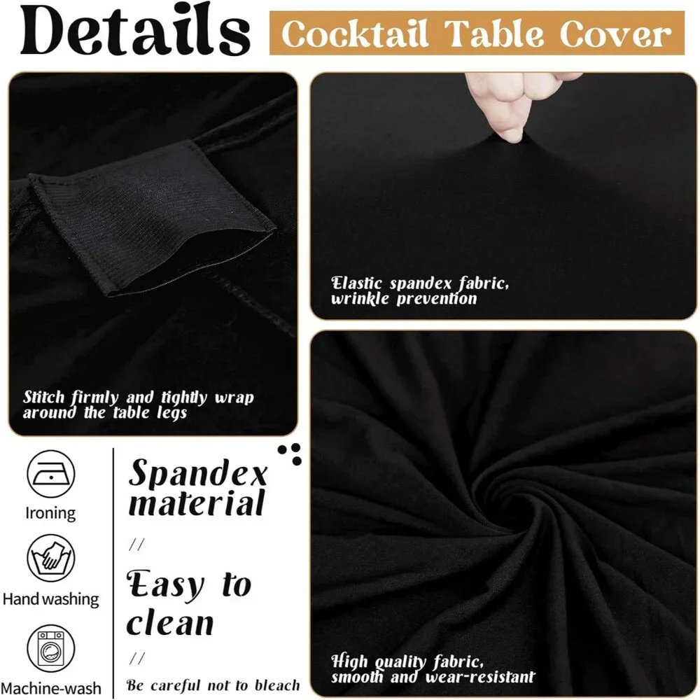 Sleek & Fitted Black Cocktail Table Covers - 8-Pack 32x43 Inch for Celebrations